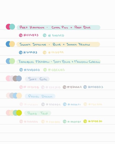 A comprehensive list of all 255 web colors, with their hex codes, RGB values, and CMYK #Organisation #Colour_Palette_Goodnotes #Goodnotes_Color_Palette_Notes #Goodnotes_Colour_Palette_For_Notes Good Notes Palette Color, Notability Hex Codes, Good Notes Color Palette Highlight, Good Notes Pen Settings, Good Notes Colour Palette, Colour Palette For Notes, Goodnotes Pen Colors, One Note Aesthetic Notes, Colorful Notes Aesthetic