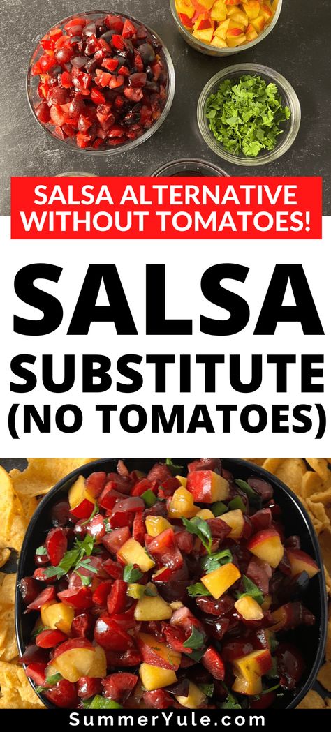 Tomato Free Salsa Recipe, Salsa No Tomato, No Tomato Salsa, Salsa Without Tomatoes, Tomato Free Salsa, No Tomato Recipes, Yule Recipes, Easy Fresh Salsa, Zucchini Salsa