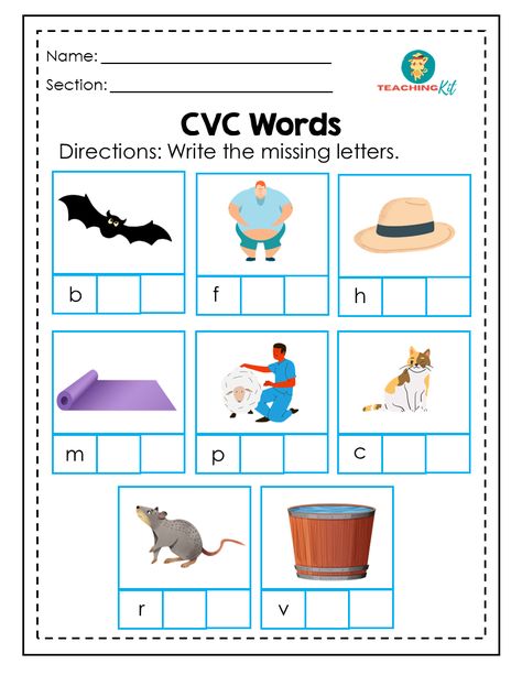 CVC Words Spelling Worksheets Set 1 – Free Grade School Worksheets Writing Cvc Words Worksheets, Writing In Kindergarten, Reading Practice Worksheets, Learning To Spell, Writing Cvc Words, Cvc Words Worksheets, Guided Reading Lessons, Kindergarten Reading Worksheets, Teaching Spelling