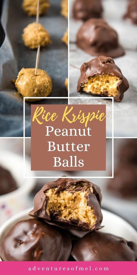 Rice Krispie Buckeyes Peanut Butter Balls, No Bake Rice Crispy Peanut Butter, Peanut Butter Crunch Balls Recipe, Crispy Buckeye Balls, Peanut Butter Bon Bons Rice Krispies, Peanut Butter Rice Crispy Balls Dipped In Chocolate, Chocolate Cover Rice Krispie Treats, Chocolate Peanut Butter Rice Crispie Balls, Rice Crispy Buckeye Balls