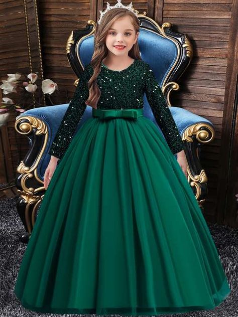 Dresses Event, Cheap Flower Girl Dresses, Girls Dresses Online, Split Hem Dress, Ankle Dress, Long Gown Dress, Kids Party Dresses, Office Dresses For Women, Satin Long Sleeve