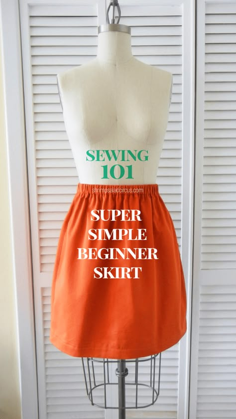 Beginner Skirt, Elastic Waist Skirt Pattern, Skirt Sewing Tutorial, Pola Topi, Sewing 101, Skirt Tutorial, Sew Ins, Diy Vetement, Diy Skirt