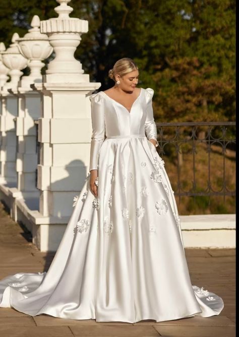 Plus Size Wedding Dress Wedding Gown Plus Size a Line Plus Size Wedding Dress Satin Wedding Plus Size Dress a Line Long Sleeve Custom Gown - Etsy Croatia Plus Size Wedding Gowns Curvy Bride, Curvy Wedding Dress Sleeves, Plus Size Reception Dress, Plus Size Satin Wedding Dress, Wedding Plus Size Dress, Wedding Gown Plus Size, Plus Size Wedding Dresses With Sleeves, Wedding Dress Satin, Plus Wedding Dresses