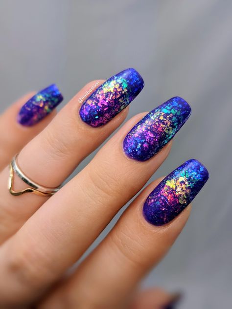 80 Nails Design, Edm Concert Nails, Jewel Tones Nails, Dip Powder Halloween Nails, Nail White Chrome, Kesha Nails, Holo Taco Nail Art, Kaleidoscope Nails, Colorful Glitter Nails