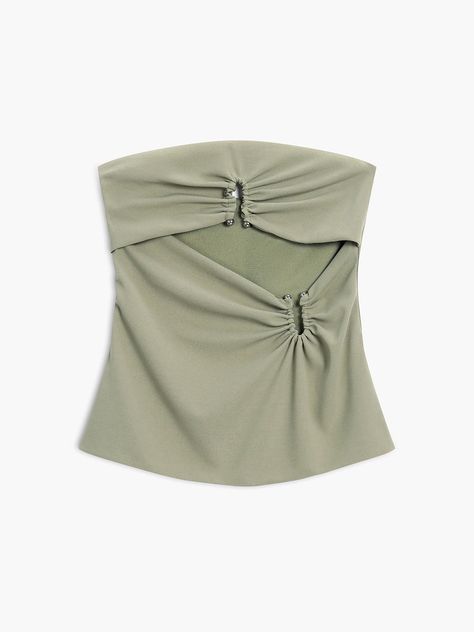 U-Ring Cutout Zippered Tube Top Cutout Style, Fit Clothes, Tube Top, Woven Fabric, Slim Fit, Design