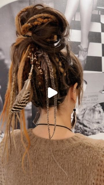 Marjolein van der Weide on Instagram: "It’s THE Hair Gamer Changer….. 🙌  The Partial look has best of both worlds, half dreads, half open hair. Giving endless Hairstyles ideas.  It was so much fun installing your temporary dreadlock extensions Esther! The few hours felt like minutes chatting about our passion; HAIR 🧡  ✨ installed, Partial Temporary Dread set “Pumpkin Spiced” ✨ install time, 1.5 hours • • • My outfit 🙋🏼‍♀️ Clothing; @urbanoutfitters @forever21  Jewelry; @indieandharper  Hair; SaltyDreads  • • #ginger #redhair #brunette #hairsalon #hairextensions #hairtransformation #partialdreads #gamechanger" Partial Dreadlock Hairstyles, How To Install Dreadlock Extensions, Half Dreadlocks, Dreadlock Extensions White Girl, Partial Dreads Curly Hair, Half Dreads Partial Dreadlocks, Dread Hair Styles, Partial Dreads Hairstyles, Viking Inspired Hair