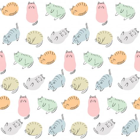 Cat Simple Illustration, Cat Pattern Design, Logo Gato, Cat Pattern Wallpaper, Cute Seamless Pattern, Cat Journal, Cute Cat Pattern, Cat Nursery, Cat Patterns