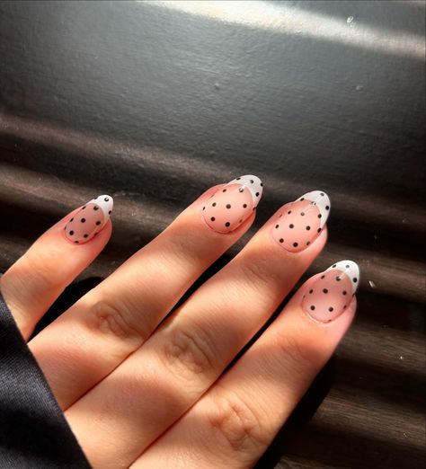 please please please …. give me all the polka dots because these are the cutest!! 🤩🤩 #gel #gelnails #gelpolish #gelnail #pressonnails #pressons #custom #custommade #frenchtipnails #pressonset #pressonnailset #gelmanicure #pressonnailbuisness #pressonnailsofinstagram #aestheticnails #trendynails #polkadotnails #summernails #junenails #julynails #girlynails #cutenails Fall Polka Dot Nails, French Tip With Polka Dots, Polka Dot French Tip Nails, Polka Dot Nail Art, Dot Nail Art, Polka Dot Nails, Please Please Please, Really Cute Nails, Dots Nails