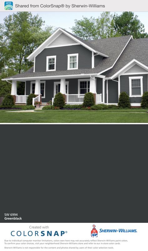 Front door- SW Greenblack Stucco Exterior Colors, Green House Exterior, Gray House Exterior, Ranch House Exterior, House Paint Color Combination, Gray House, Exterior House Paint Color Combinations, Exterior House Color, Grey Exterior