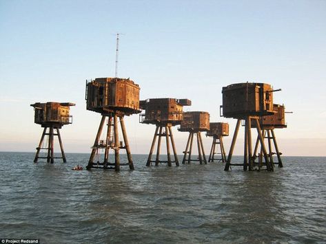 How the sea forts look now, with the charity that monitors them keen to see them developed Maunsell Forts, Hotel Planner, London Blitz, Kent Coast, Water Towers, Civil Defense, Heritage Museum, Interesting Buildings, Amazing Spaces