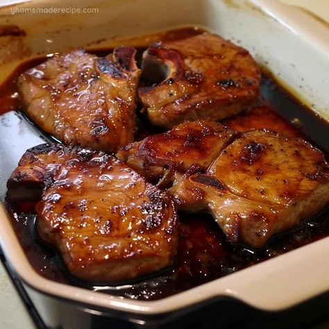 Easy and Delicious Brown Sugar Pork Chops Recipe - My Home Made Recipe Baked Bone In Pork Chop Recipes, Brown Sugar Chops Baked, Delicious Brown Sugar Pork Chops, Delicious Brown Sugar Chops, Brown Sugar Chops, Sweet Pork Chop Recipes, Pork Chop Recipes Brown Sugar, Brown Sugar Pork Chops In Oven, Thick Pork Chops In Oven