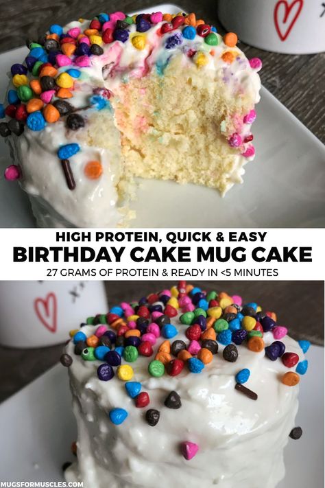 Macro Friendly Birthday Cake, Bariatric Birthday Cake, Angel Food Cake Protein Powder Recipes, Herbalife Cake Recipe, Herbalife Mug Cake Recipes, Protein Powder Mug Cake Easy, Pescience Protein Recipes, Easy Protein Desserts, High Protein Mug Cake