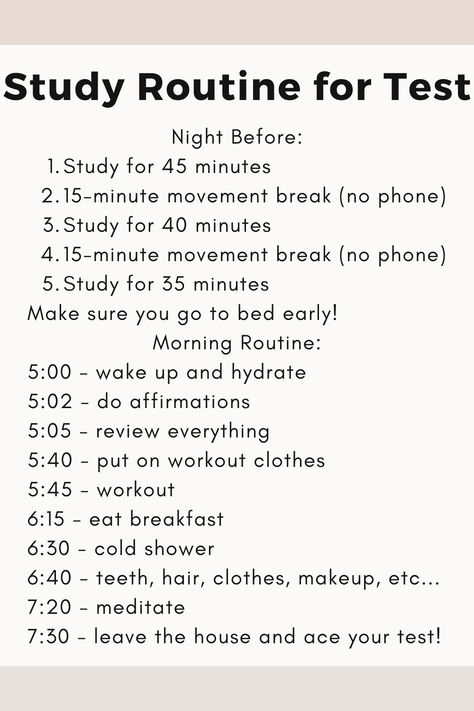 This is my favorite routine for the night before a big test. You will actually be prepared and also feel like it! High School Study Routine, Routine For Exam Preparation, Exam Night Routine, Morning To Night Study Routine, Study Tips One Night Before Exam, Study Tips Night Before Exam, How To Study The Night Before A Test, Night Routine For Students, 3 Am Study Routine