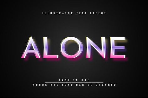 Alone - illustrator editable 3d text eff... | Premium Vector #Freepik #vector #abstract #alphabet #font #text Text Photoshop, Logo Editing, Text Effect Design, Abstract Alphabet, Photoshop Shortcut, Photoshop Digital Background, Good Photo Editing Apps, Alphabet Font, Stylish Text