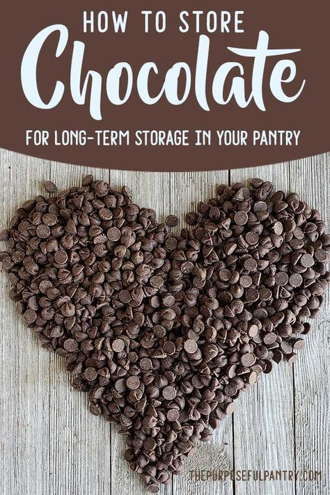 Chocolate for long term storage? You can do it! Learn how to store chocolate for your pantry and stave off the dreaded "white bloom". Homestead Pantry, Diy Condiments, Pantry Basics, Storing Food Long Term, Vacuum Sealing Food, Uses For Baking Soda, Hydroelectric Generator, Diy Canning, Pantry Meals