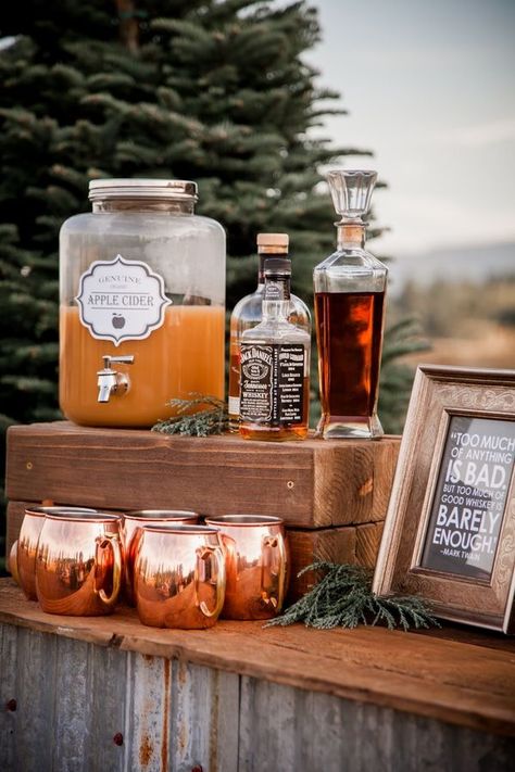 Autumn Boho Wedding, Fall Wedding Drinks, Wedding Drink Station, Boho Wedding Ideas, Autumn Wedding Reception, Wedding Reception Ideas, Autumn Bride, Outdoor Fall Wedding, Rustic Fall Wedding