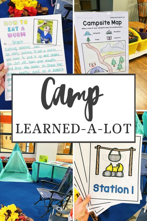 Camping Theme Kindergarten, Summer School Themes, Eoy Activities, Classroom Camping, Indoor Camping Party, Camping Theme Preschool, Summer School Activities, Camp Read, Camping Classroom