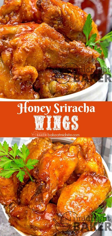 Yummy and tangy sriracha chicken wings easily done in the air fryer or oven. Honey Air Fryer Chicken, Siracha Chicken Wings, Chicken Wings Bbq, Honey Siracha Chicken, Wings Bbq, Sriracha Chicken Wings, Wings Air Fryer, Chicken Wing Seasoning, Sriracha Wings