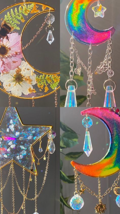 Crystal Suncatchers Diy, Pretty Room, Craft Classes, Whimsical Decor, Crystal Suncatchers, Crystal Decor, Sun Catcher, Resin Diy, Cool Diy