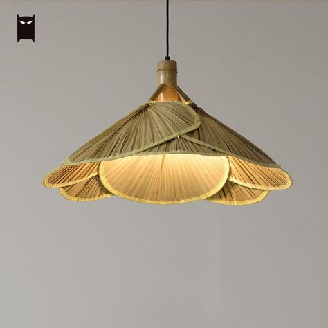 Handmade Bamboo Rattan Fan Shade Pendant Light Fixture Asian Rustic Country Vintage Hanging Ceiling Lamp Home Farmhouse E27 Bulb Bamboo Artwork, Light For Dining Room, Chandelier Creative, Bamboo Structure, Bamboo Light, Bulb Pendant Light, Bamboo Lamp, Hanging Ceiling Lamps, Retro Living Rooms