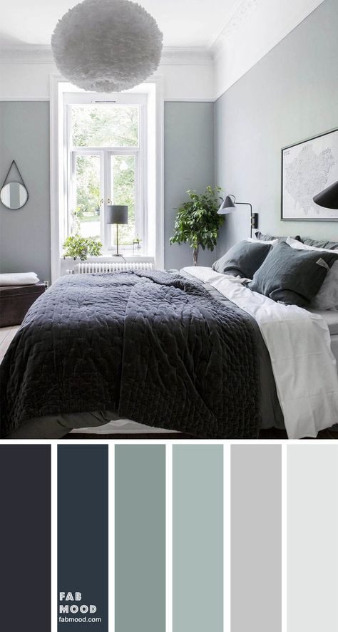 Bedroom color scheme ideas will help you to add harmonious shades to your home which give variety and feelings of calm. From beautiful wall colors... Bedroom Colour Schemes Blue, Blue Bedroom Colors, Sage Bedroom, Dark Blue Bedrooms, Beautiful Bedroom Colors, Bedroom Colour Palette, Sage Green Bedroom, Bedroom Wall Colors, Bilik Tidur