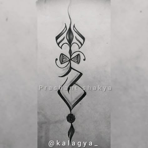 Om tattoo design with trishul damru rudraksha and eye Original design by - Prashant shakya Damru Tattoo Design, Damru Tattoo, Trishul Design, Devotional Tattoo, Om Trishul Tattoo, Shiva Design, Simple Compass Tattoo, Drawing Concepts, Simple Compass