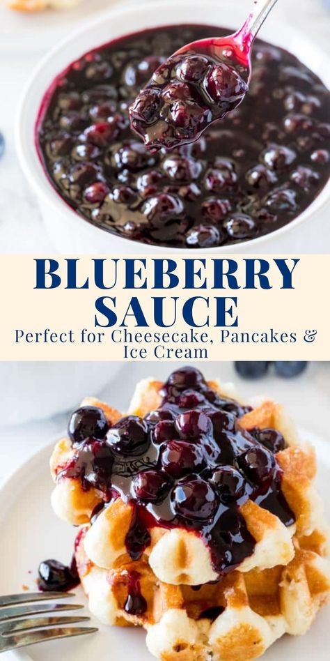 Berries Sauce, Blueberry Ice Cream Recipe, Waffles Ice Cream, Blueberry Sauce Recipe, Blueberry Desserts Recipes, Baseball Ideas, Blueberry Topping, Pancake Toppings, Fruit Sauce