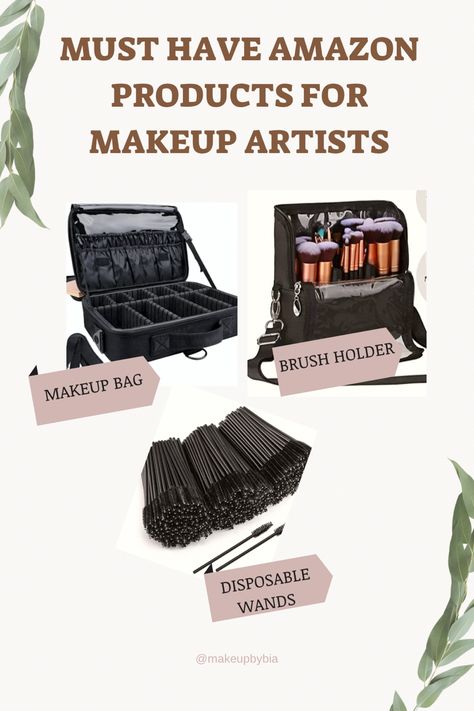 Best amazon products for professional makeup artists to put in their kit Makeup Artist Must Haves Products, Beginner Makeup Artist Kit, Mua Kit Essentials, Makeup Artist Must Haves, Products For Makeup, Makeup Artist Kit Organization, Professional Makeup Artist Kit, Mua Kit, Makeup Artist Career