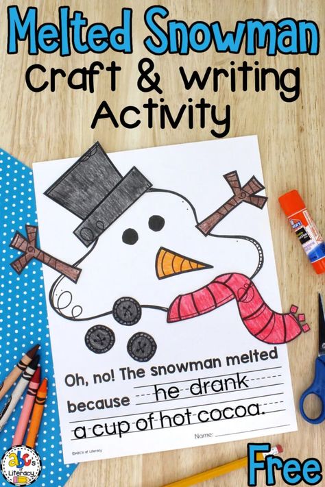 Melted Snowman Craft, Snowman Writing Activities, Winter Writing Activities, Sneezy The Snowman, January Kindergarten, Snowman Writing, Winter Classroom Activities, January Classroom, Snowmen Activities