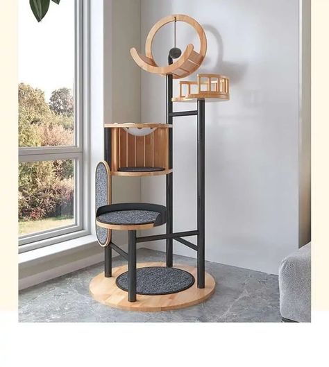 Katt Diy, Unique Cat Trees, Cat Tree Designs, Cat Climbing Tower, Cat Furniture Design, Tre Kunst, Katt Grejer, Wooden Cat Tree, Wooden Cat House