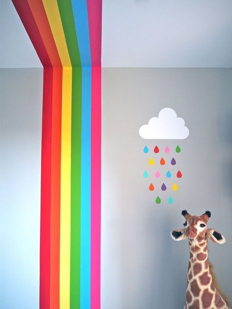 painted rainbow Diy Rainbow Wall, Rainbow Wall Mural, Rainbow Mural, Kids Bedroom Wall Decor, Rainbow Bedroom, Wall Murals Diy, Kids Bedroom Walls, Painted Rainbow, Diy Rainbow