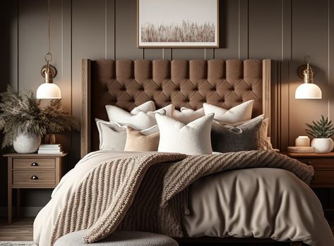 What colour goes with taupe? 10 cosy colours 2024 | Checkatrade Gold And Taupe Bedroom, Headboard Colour Ideas, Brown Colour Bedroom, Brown Headboard Bedroom Color Schemes, Taupe Bedroom Ideas Colour Schemes, Taupe Accent Wall Bedroom, Taupe Headboard Bedroom, Dark Taupe Bedroom, Taupe Bedroom Colour Schemes