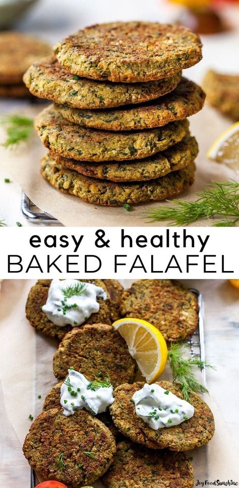 This baked falafel recipe is crispy on the outside and soft on the inside. Chickpeas, fresh herbs, garlic onion and spices make this falafel recipe flavorful and delicious. Plus this healthy falafel recipe is naturally gluten-free, vegetarian, and vegan. Serve them stuffed inside a pita or over a salad for a delicious meatless meal. Healthy Falafel Recipe, Healthy Falafel, Baked Falafel Recipe, Falafel Recipes, Gluten Free Falafel, Vegan Falafel Recipe, Falafel Recipe Easy, Baked Falafel, Meatless Meal