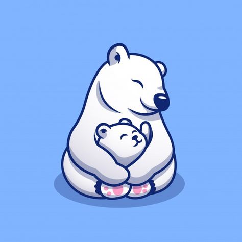 Cute polar bear mom hugging baby polar c... | Premium Vector #Freepik #vector #logo #winter #baby #snow Sloth Cartoon, Bear Logo Design, Lazy Animals, Family Icon, Animal Family, Bear Silhouette, Cute Polar Bear, Bear Illustration, Vector Icons Illustration