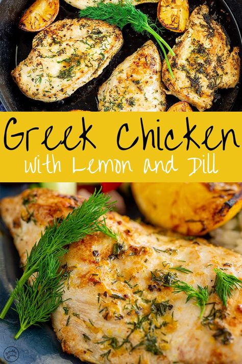 When you need a new and healthy way to serve boneless chicken breasts for your family dinners, why not try this easy Skillet Greek Lemon Dill Chicken. The chicken is so juicy and moist thanks to a delicious marinade of lemon zest, olive oil, dill, salt, and pepper. The chicken cooks on the stove top and takes under 10 minutes in the pan! Serve it with a salad or dip it into taziki, pack it up in your meal prep containers or make it into dinner with potatoes or rice. Lemon Dill Chicken, Dill Chicken, Greek Lemon Potatoes, Dill Recipes, Easy Skillet, Lemon Dill, Greek Dishes, Greek Chicken, Cook Chicken Breast