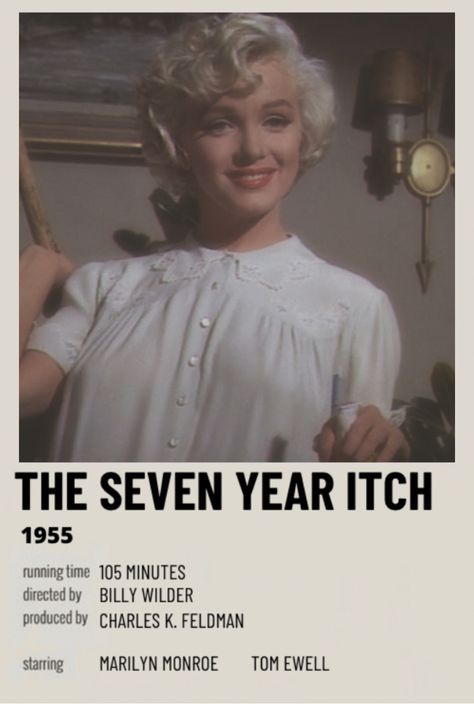 The Seven Year Itch Poster, Marilyn Monroe Movie Posters, Marylin Monroe Movies, Oldschool Quotes, Old Movies To Watch, 50s Movies, Classic Movies List, Romcom Movies, The Seven Year Itch