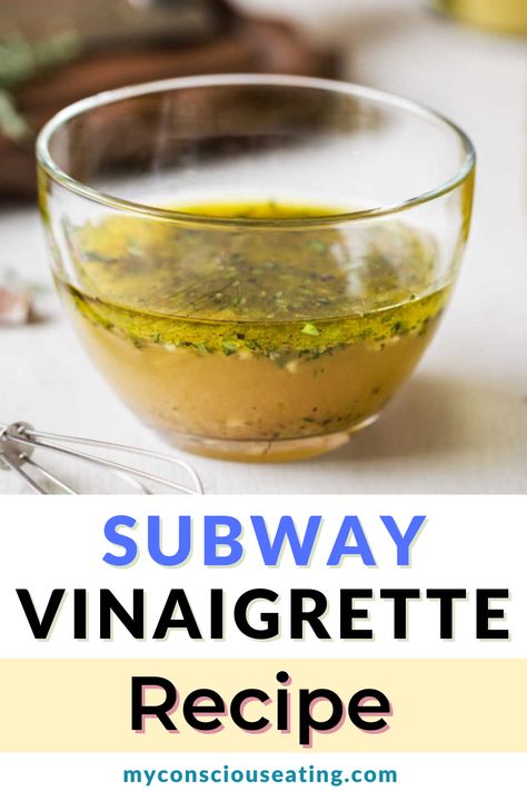 Subway vinaigrette dressing in a mixing bowl Subway Sauces Recipe, Subway House Sauce Recipe, Sandwich Vinaigrette, Subway Sauce Recipe, Subway Vinaigrette Recipe, Subway Oil And Vinegar Recipe, Sandwich Dressing Recipe, Subway Sauces, Diy Salad Dressing