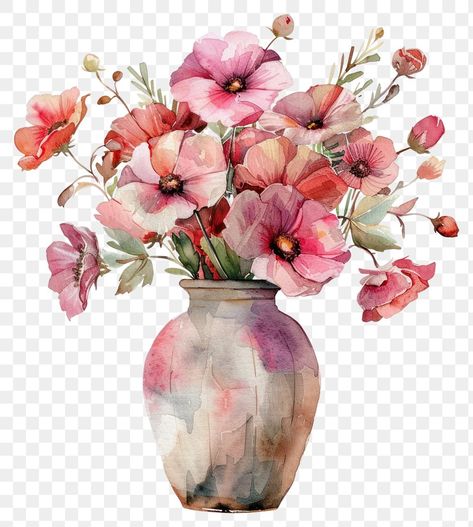 Illustration Vase, Aesthetic Pngs, Artwork Flowers, Arrangement Flower, Png Illustration, Vase Flowers, Flower Store, Vintage Illustrations, Flowers Watercolor