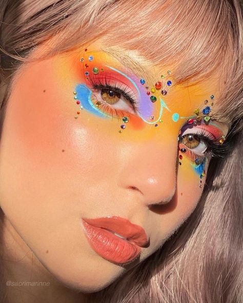 Funky Makeup, Cute Eye Makeup, Bright Makeup, Face Art Makeup, Graphic Makeup, Rave Makeup, Unique Makeup, Dope Makeup, Eye Makeup Designs