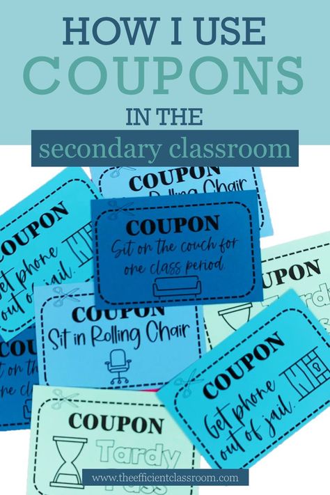 Middle School Reward Coupons, High School Incentives Positive Behavior, Classroom Management For Specials Teachers, Classroom Management Secondary, High School Reward System, Incentives For High School Students, High School Rewards, High School Classroom Rewards, Attendance Incentives For High School