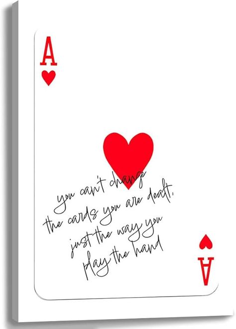 Amazon.com: Stylish Ace of Hearts Poster Funny Modern Preppy Playing Cards Canvas Wall Inspirational Art Aesthetic Wall Decor (C,16x24inch Framed): Posters & Prints Play Cards Art, Cute Playing Card Design, Painting Playing Cards Ideas Aesthetic, Ace Of Spades Aesthetic, Ace Of Hearts Aesthetic, Playing Cards Aesthetic, Heart Lettering, Ace Cards, Business Study