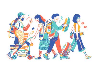 Take a walk 카드 디자인, 인물 드로잉, 캐릭터 드로잉, Gambar Figur, People Illustration, Take A Walk, Art And Illustration, Flat Illustration, Illustrations And Posters