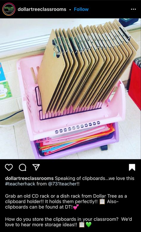 Clipboard Organization, School Clipboard Ideas, Classroom Instagram, Classroom Student Station, Clipboard Organization Classroom, Diy Clipboard Storage, Clipboard Holder, Whiteboard Storage Classroom, Class Store Ideas