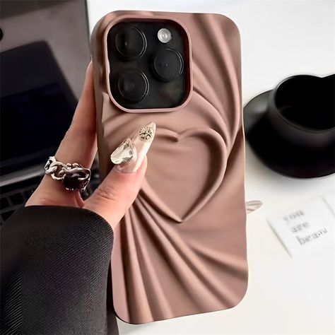 Fashion Pleats Skin 3D Heart Case For iPhone 15 11 12 Pro 13 14 Pro Max Soft Silicone Cover For Iphone 12 Phone Case, Dyson Hair Dryer, Heart Phone Case, Luxury Iphone Cases, Heart Function, Playstation Vr, Ps4 Slim, Iphone Cases Cute, Xbox One Controller