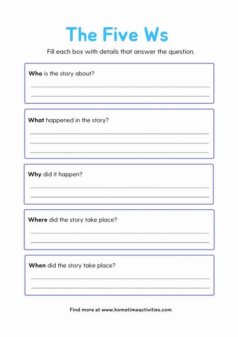 Five W Questions - Who What When Where Why - Home Time Activities 5ws And H Activities, Who What Where When Why How Activities, Who What When Where Why Worksheet, Articles Worksheet, Picture Comprehension, Why Questions, Fractions Worksheets, Comprehension Worksheets, Book Report