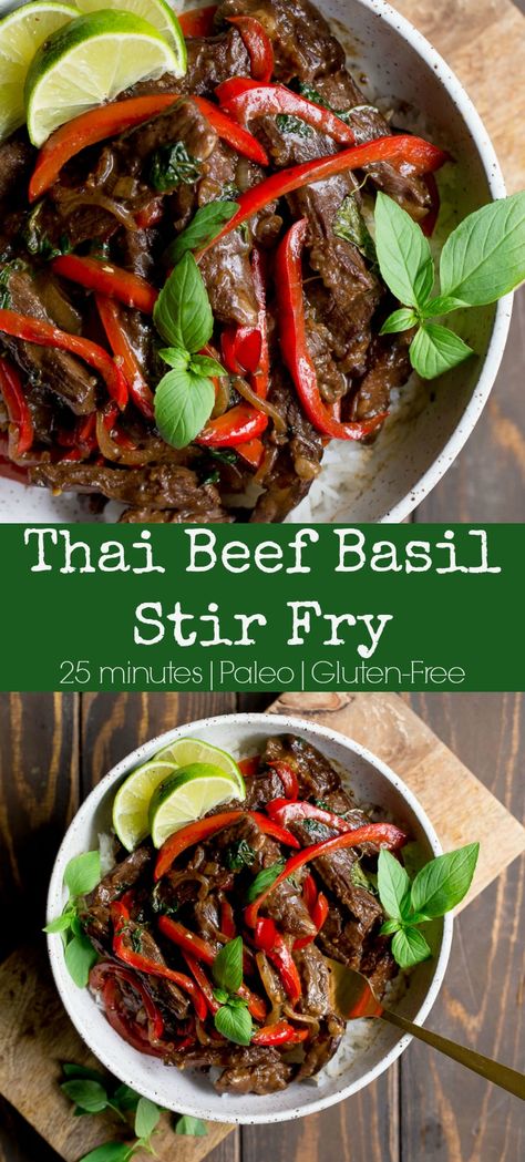 Basil Beef Stir Fry, Thai Beef Stir Fry, Basil Beef, Thai Basil Beef, Paleo Roast, Beef Stir Fry Recipes, Thai Beef, Basil Recipes, Paleo Beef