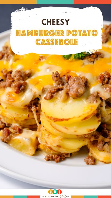 Dive into savory comfort with our Cheesy Hamburger Potato Casserole recipe! Layers of crumbled beef, sliced potatoes, and rich Cheddar cheese blend harmoniously in this family favorite. Elevate your dinner table with this hearty dish that's a true crowd-pleaser. Get the full recipe and savor the goodness today! Hamburger Hotdish, Hamburger Potato Casserole, Hamburger And Potatoes, Meat Casserole, Ground Beef And Potatoes, Hamburger Casserole, Cheddar Cheese Soup, Potatoe Casserole Recipes, Beef And Potatoes