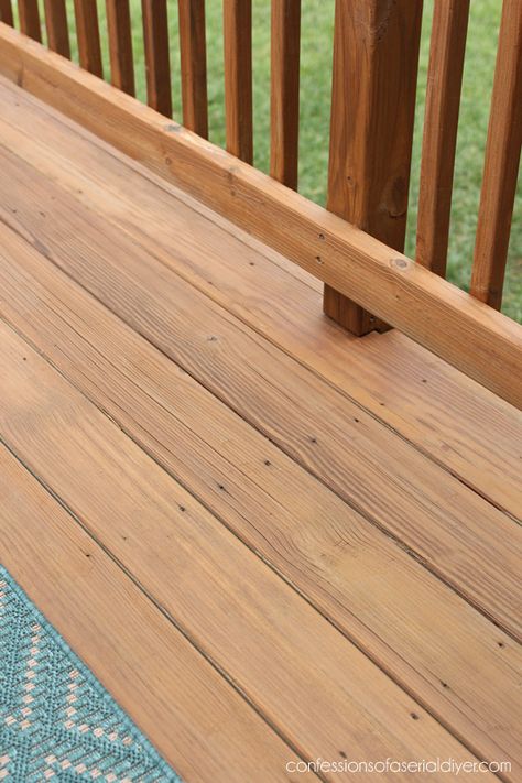 Staining the deck with Thompson's Waterseal. Deck Stain And Sealer Colors, Canyon Brown Deck Stain Sherwin Williams, Wooden Deck Stain Colors, Behr Sandal Deck Stain, Light Brown Deck Paint, Back Deck Stain Ideas, Super Deck Sherwin Williams, Pine Deck Stain Colors, Thompsons Water Seal Deck