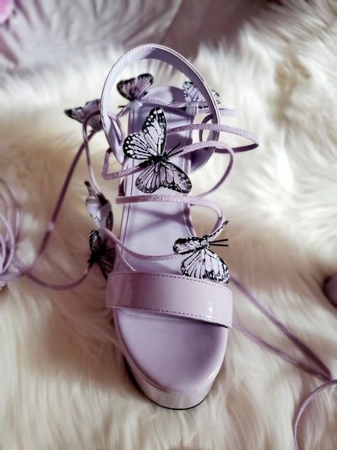 Butterfly, aesthetic sandals, aesthetic heels, aesthetic shoes, debut shoes, butterfly sandals, aesthetic, purple, purple aesthetic Heels Quinceanera, Butterfly Platform Heels, Quinceanera Heels, Quince Heels, Aesthetic Sandals, Heels Butterfly, Butterfly Quince, Sandals Aesthetic, Lilac Heels