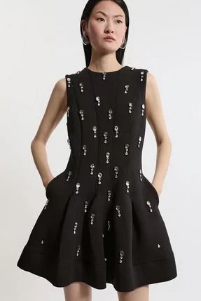 Homecoming Dresses 2024 | Karen Millen Petite Work Outfits, Bride Jumpsuit, Petite Wedding Guest Dresses, Tweed Fashion, Plus Size Workwear, Summer Bridesmaid Dresses, Beaded Embellishments, Sparkly Mini Dress, Outfits Petite